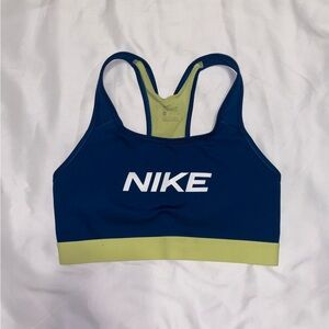 Nike Navy & Yellow/Green Racerback Sports Bra